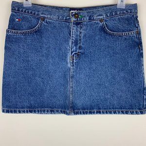 Vintage Y2K Tommy Hilfiger Classic Denim Blue Jean Short Skirt Size 11